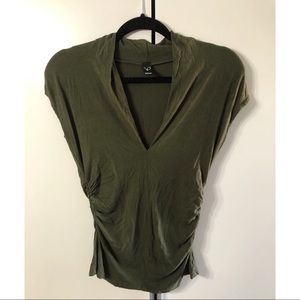 Deep V cut short sleeve shirt